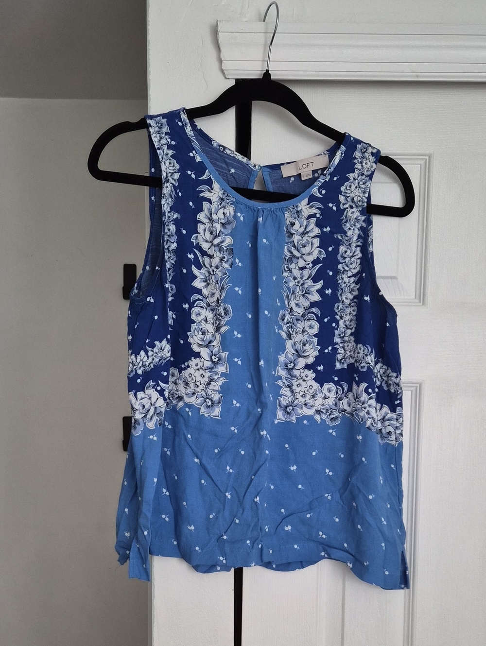 LOFT Two-Tone Blue Floral Tank Top